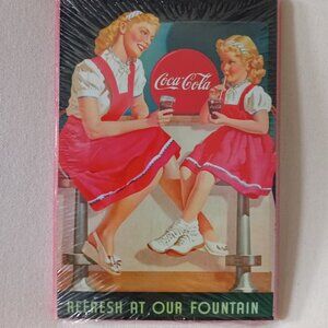 COCA-COLA 'Refresh At Our Fountain' Retro Collectible Wooden Plaque NEW